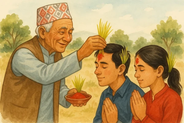 आज विजयादशमीः टीका–जमरा ग्रहण गर्दै आशीर्वाद प्राप्त